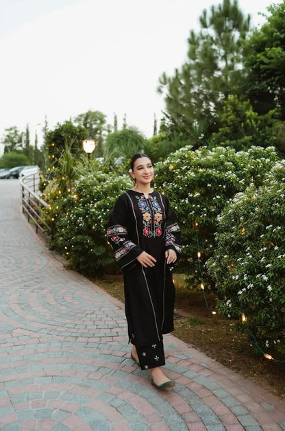 Decent Black Embroidered 2Pcs